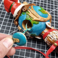 Wooden Walking Staff for Santa Claus wood carved with Reindeer Rudolph and baby Jesus