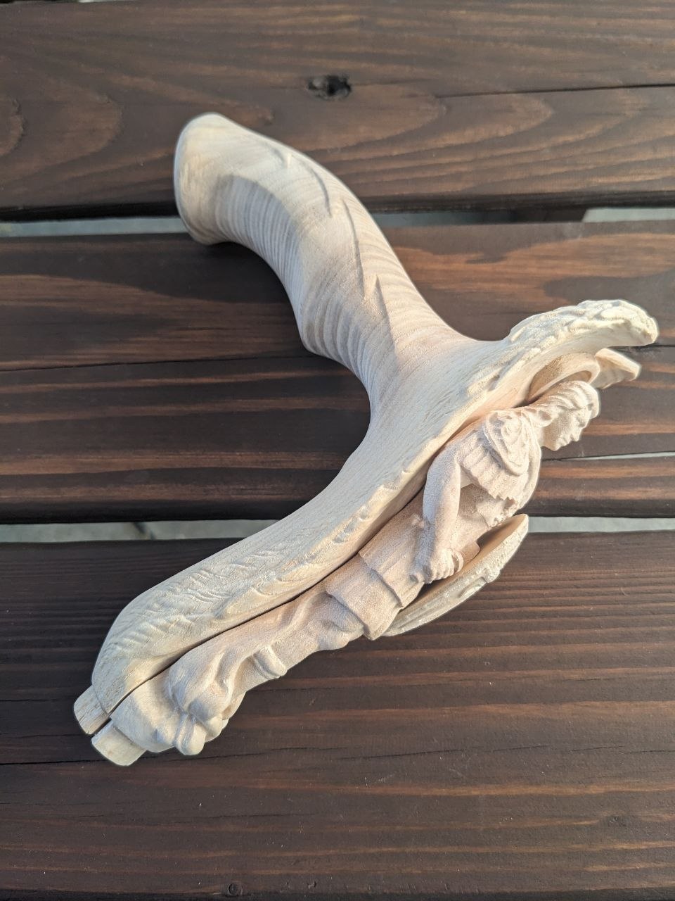 Archangel Michael Dark Wood White Wings Walking Cane
