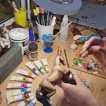 Hand-Painted Galloping Horse Wooden Walking Cane - Artistic Design