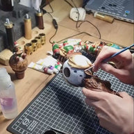 Wooden Walking Staff for Santa Claus, hand painted crafted Christmas accesory with Rudolph Reindeer, Moon