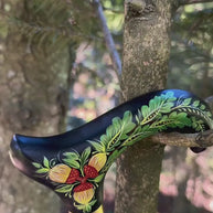 Hand Painted Walking Stick with Oak Acorns - Stylish black wooden Cane