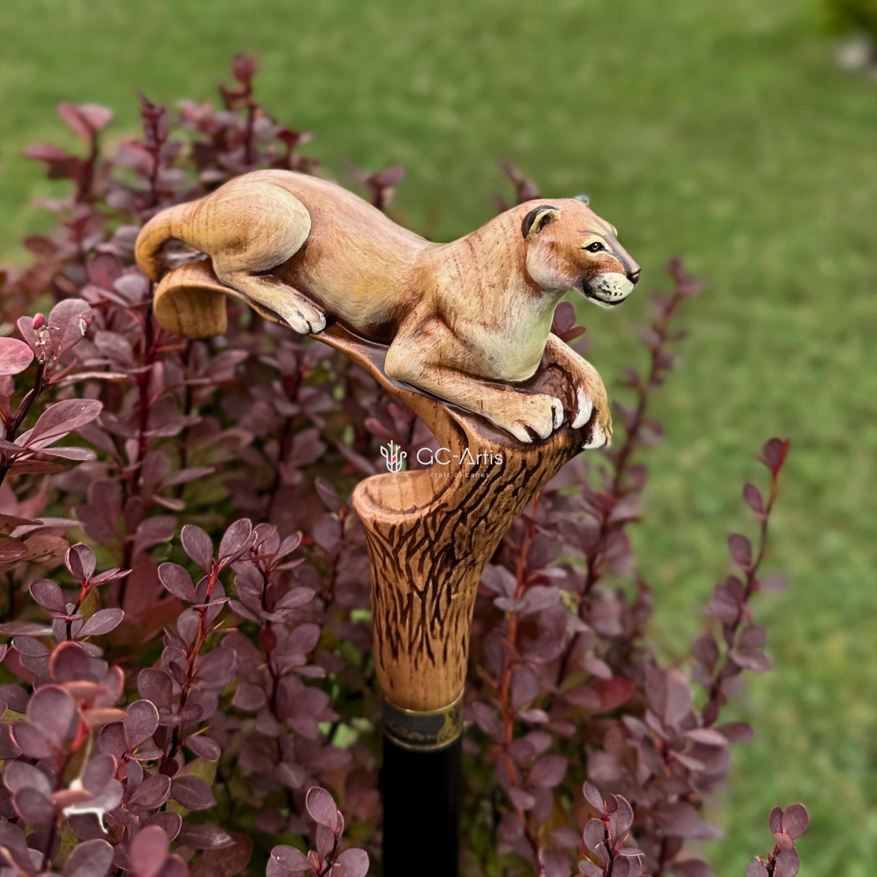 American Puma Hand Painted – Designer Wooden Walking Cane