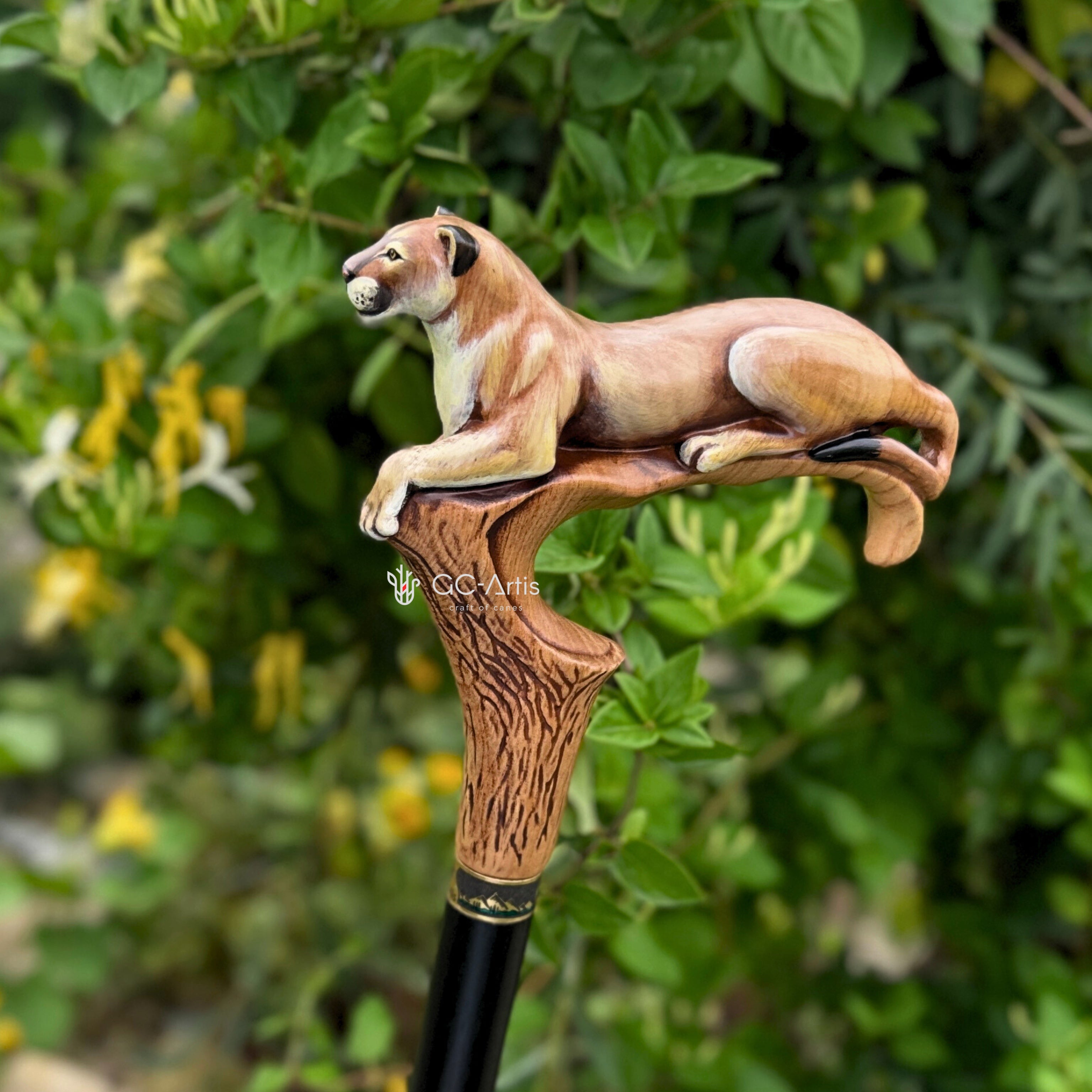 American Puma Hand Painted – Designer Wooden Walking Cane