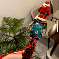 Wooden Walking Staff for Santa Claus wood carved with Reindeer Rudolph and baby Jesus