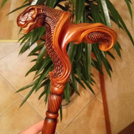 T-Rex Dinosaur Head - Ergonomical Handle Walking Stick Cane Wooden - GC-Artis Walking Sticks Canes