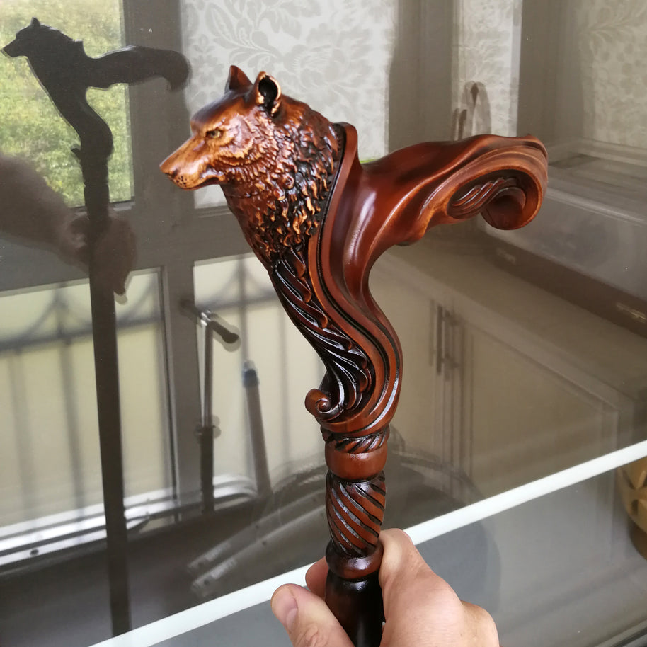 Wolf Cane wooden walking stick - GC-Artis Walking Sticks Canes