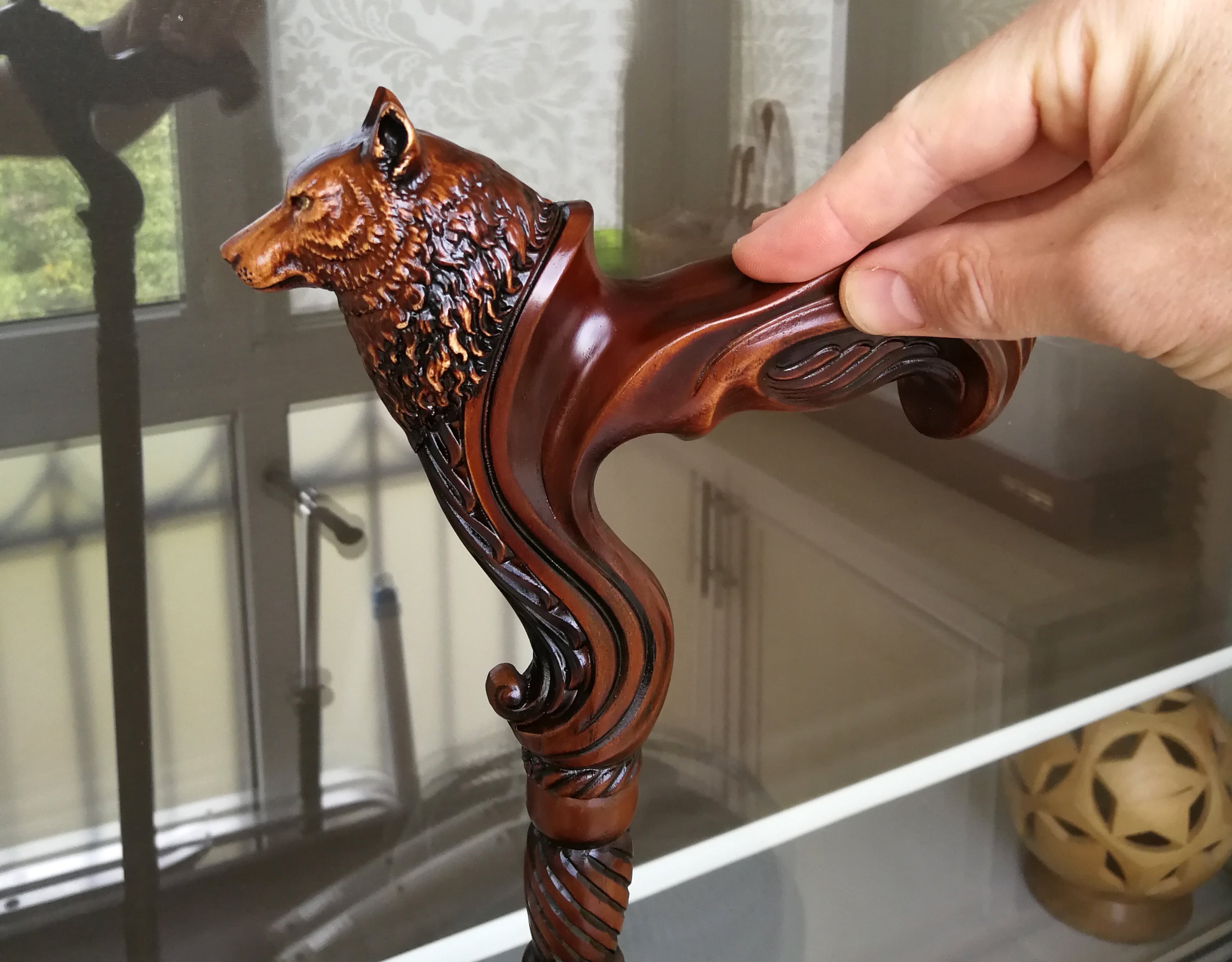 Wolf Cane wooden walking stick - GC-Artis Walking Sticks Canes