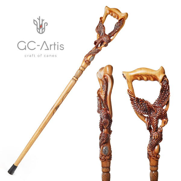Native American - Indian Chief Wooden walking stick cane