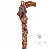 Awakening Bear Cane wood crafted hand carved Walking Stick