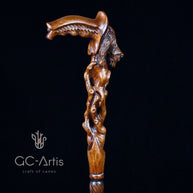 Awakening Bear Cane wood crafted hand carved Walking Stick