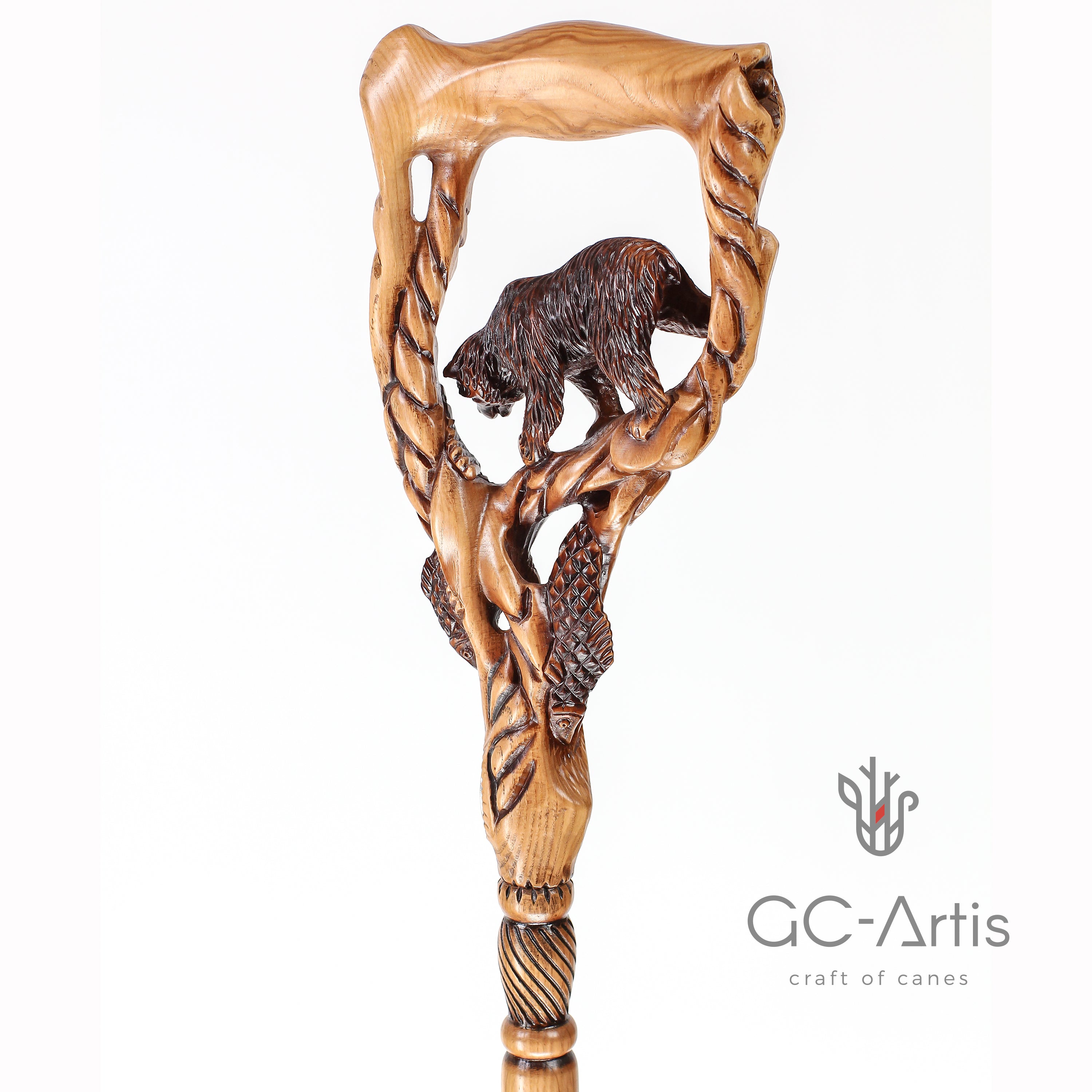 Легка дерев'яна палиця-тростина Ведмідь Ловля лосося