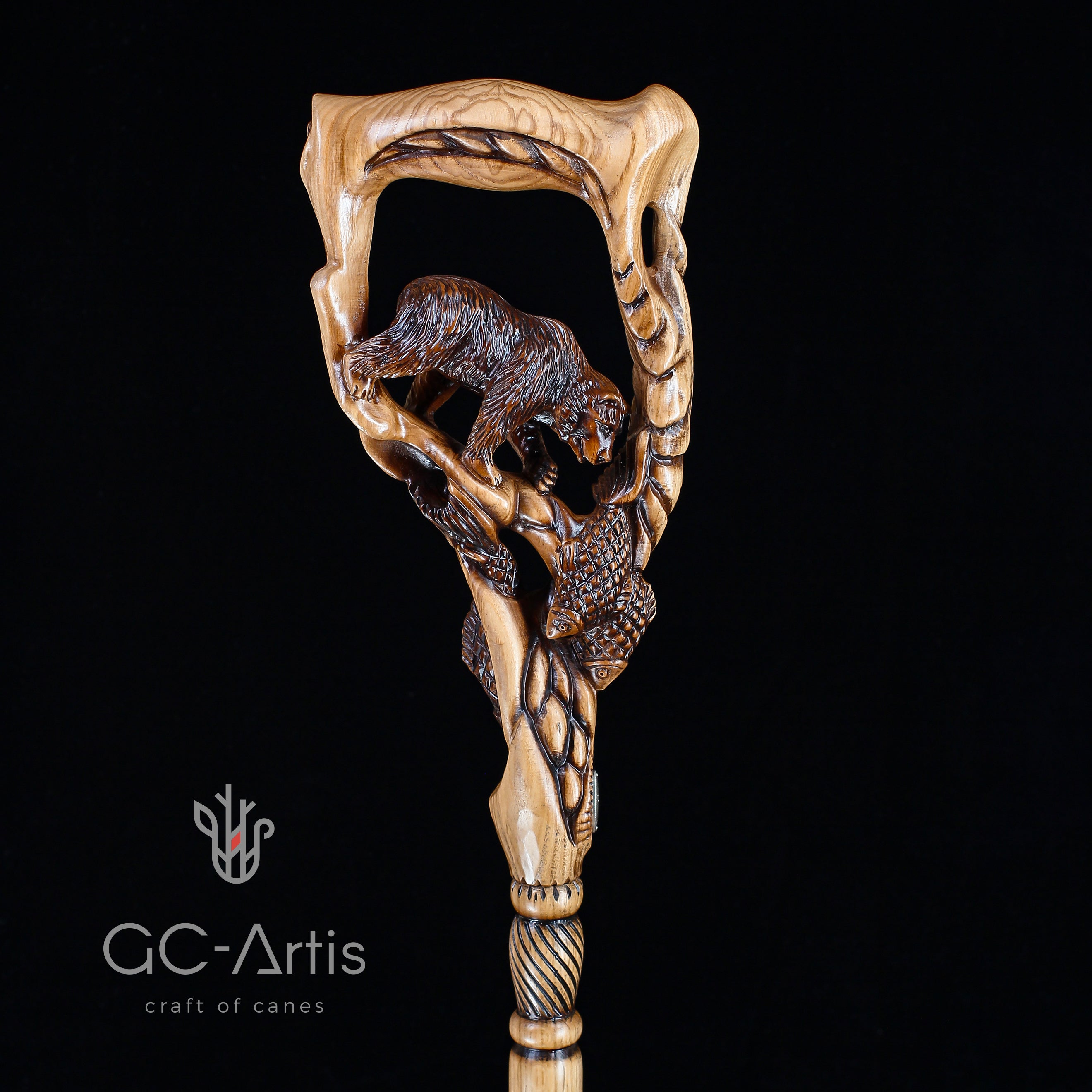 Легка дерев'яна палиця-тростина Ведмідь Ловля лосося