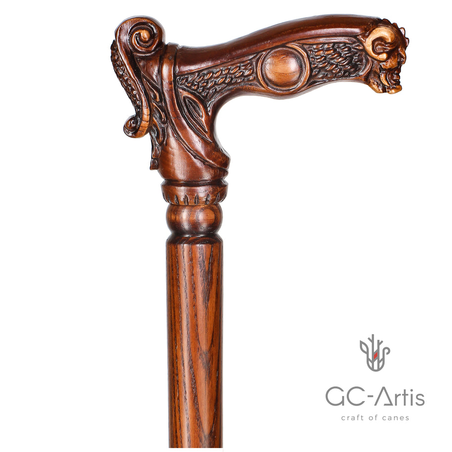 Canne de marche unique en bois Sanglier