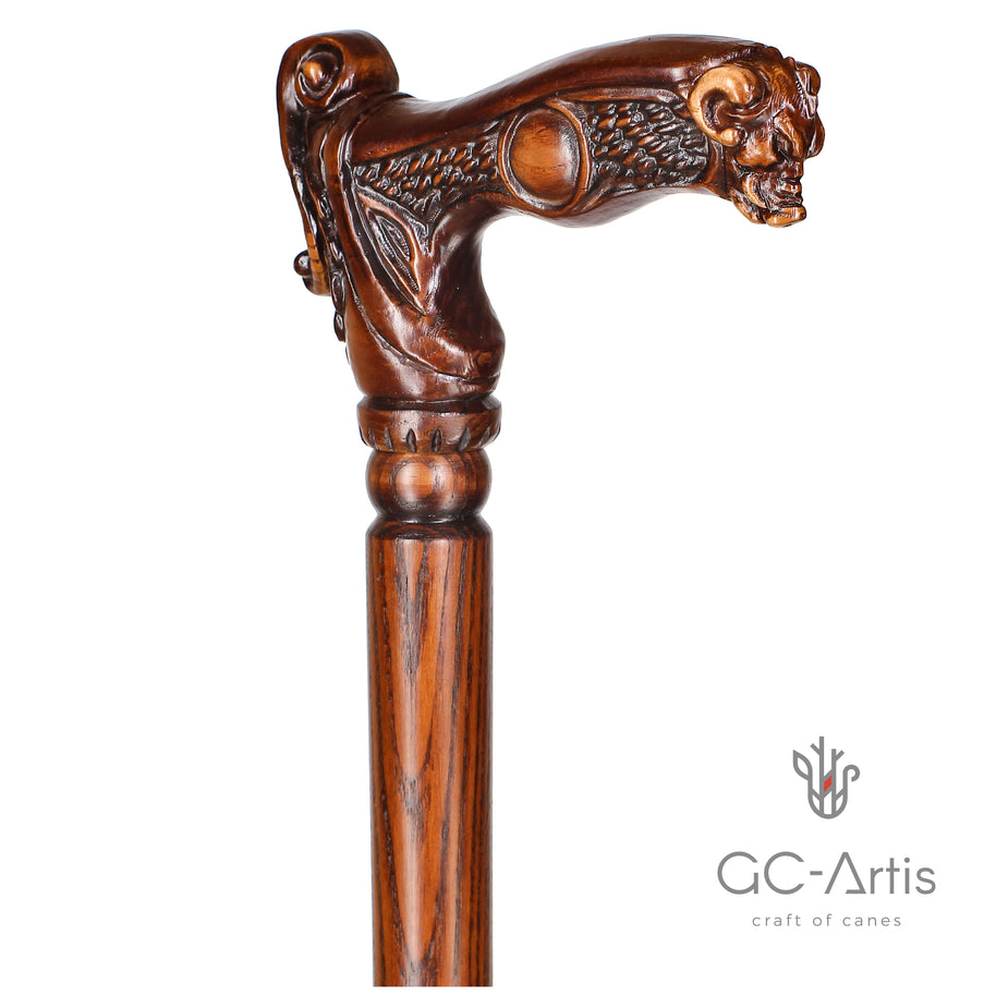 Canne de marche unique en bois Sanglier