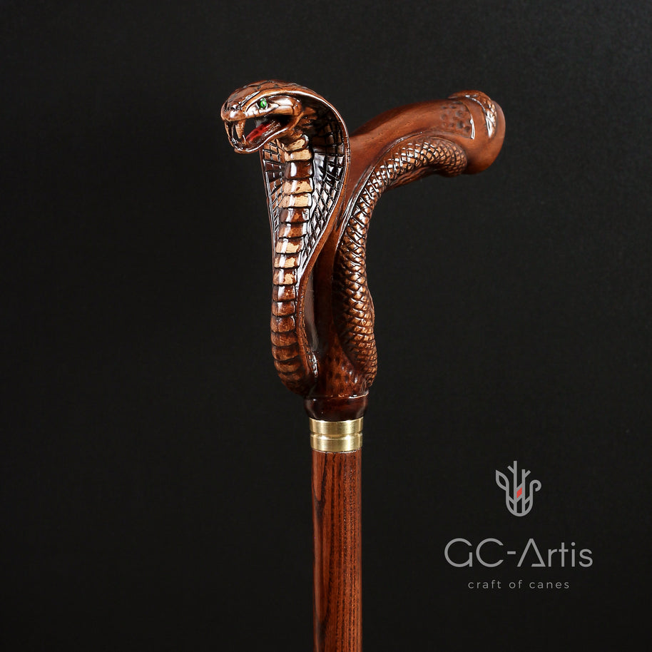 Wooden Cane Walking Stick Cobra Snake - GC-Artis Walking Sticks Canes