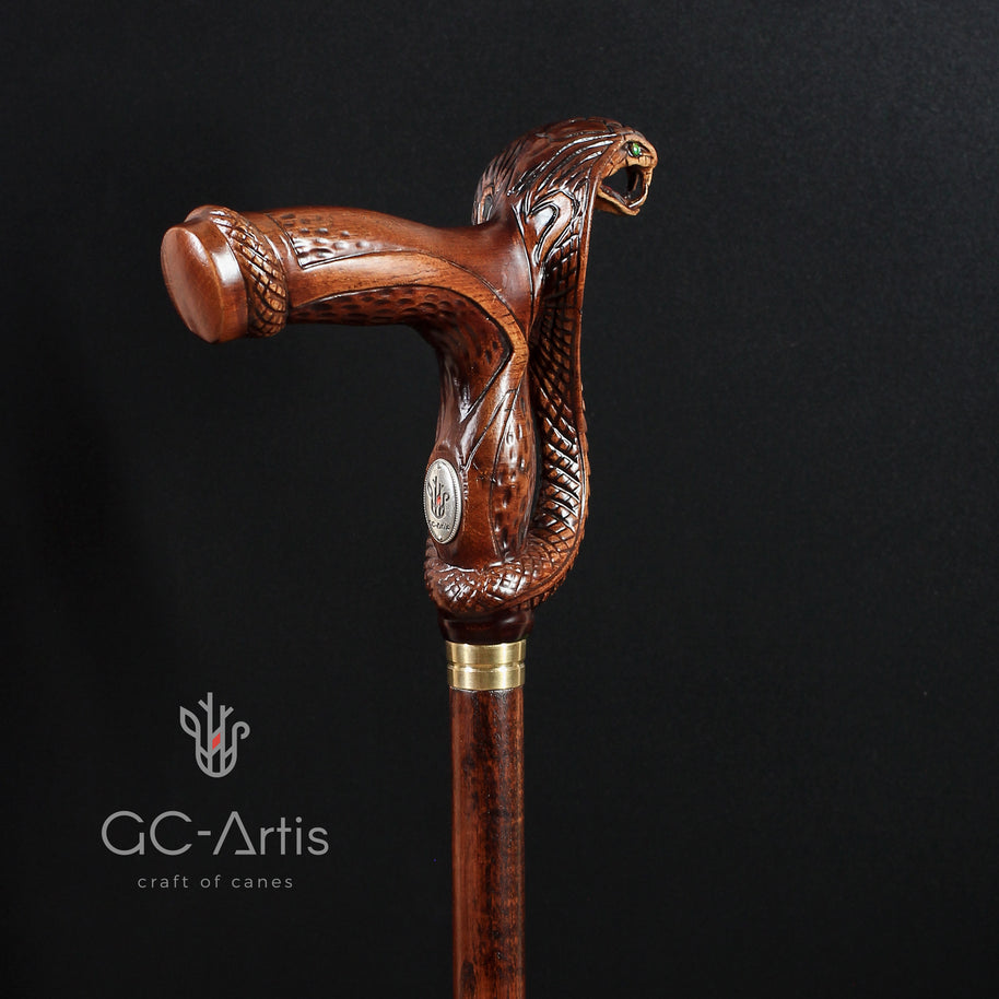 Wooden Cane Walking Stick Cobra Snake - GC-Artis Walking Sticks Canes