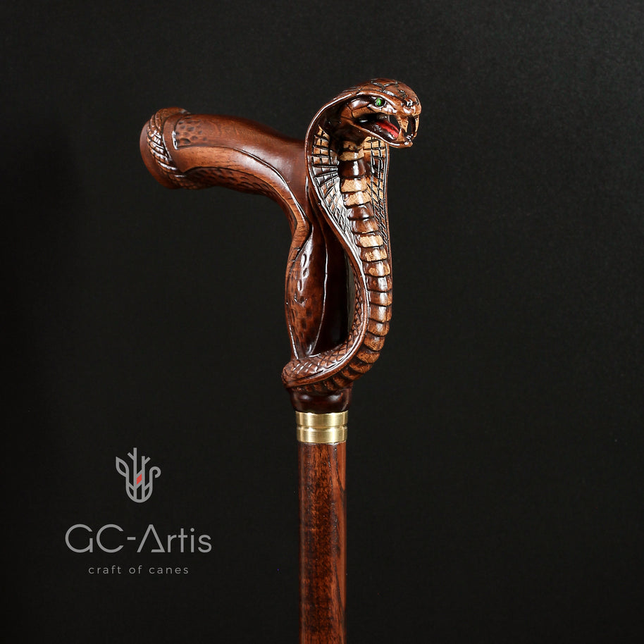 Wooden Cane Walking Stick Cobra Snake - GC-Artis Walking Sticks Canes