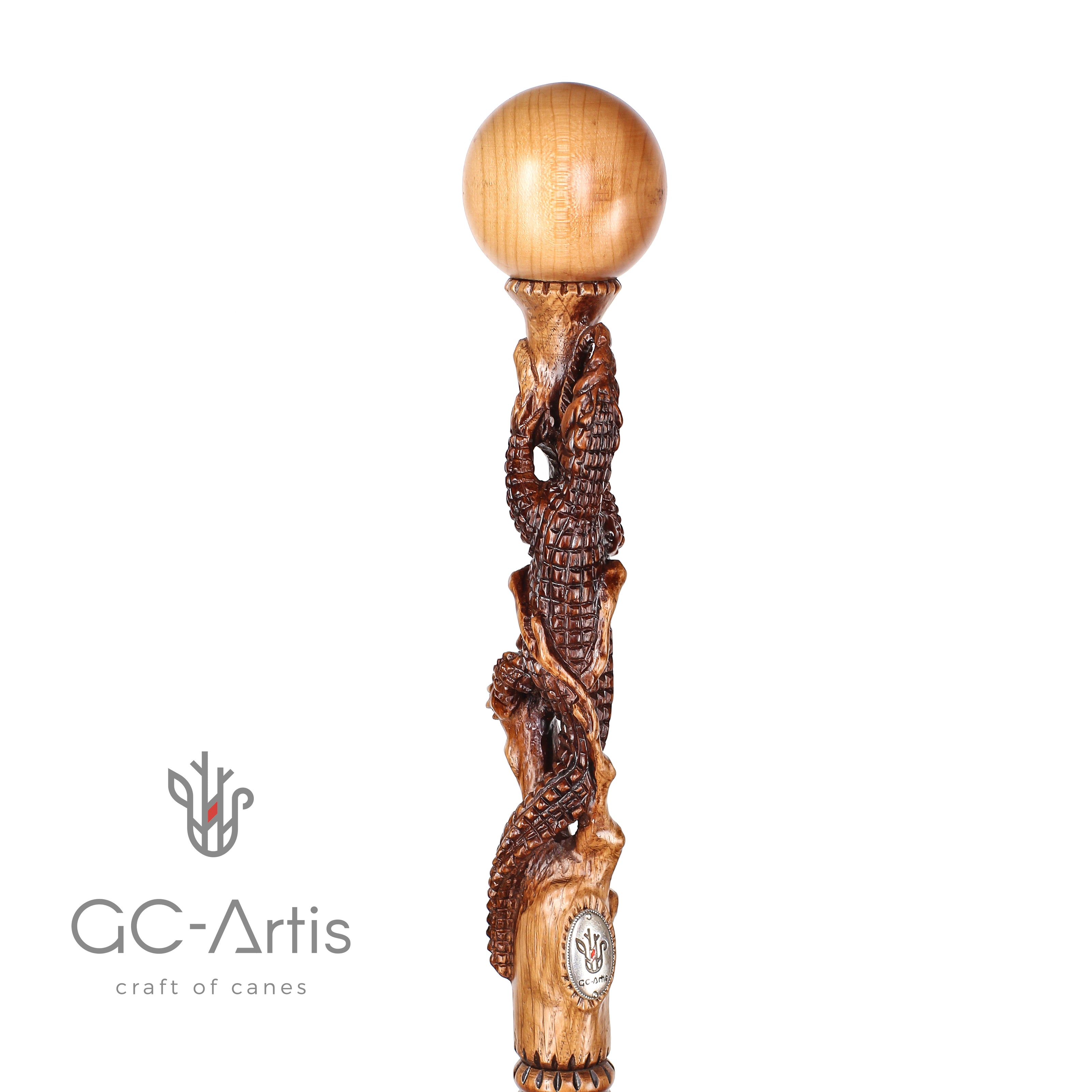 Crocodile Alligator Hand carved Walking Cane Stick Hiking Staff