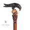 BLACK CROW & SKULL Wooden Walking Stick  Goth Style