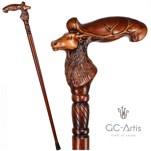 Deer - Wooden walking stick cane