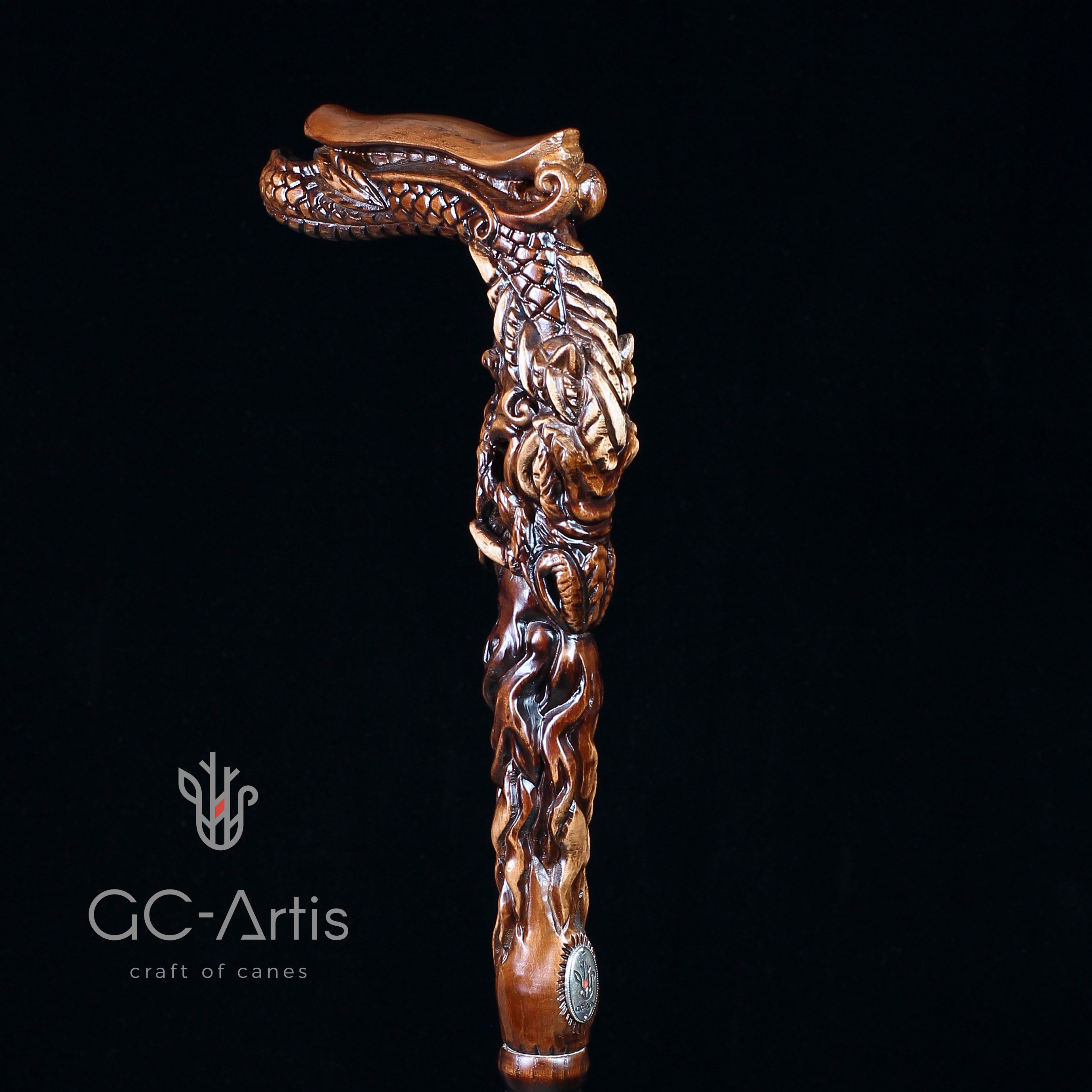 Темна дерев'яна тростина Fantasy Dragon