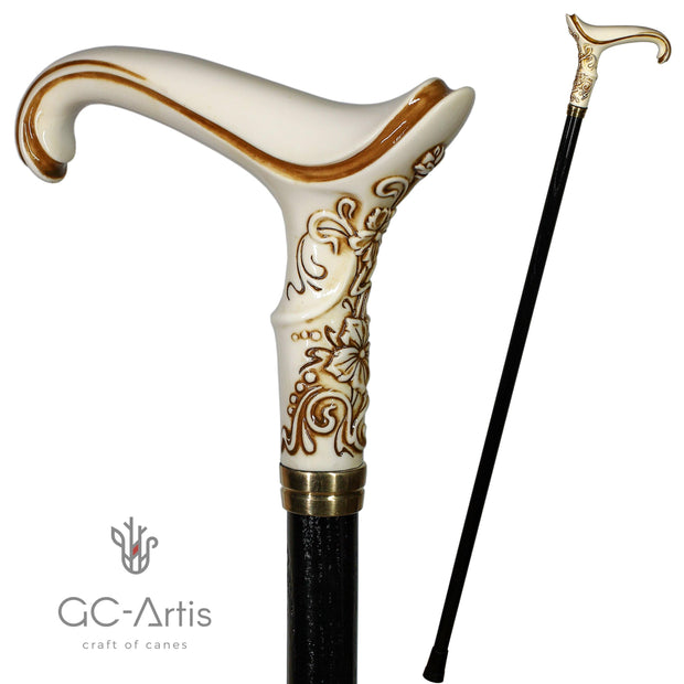 Elegy Elegant Pretty Walking stick cane white Ivory color - GC-Artis Walking Sticks Canes