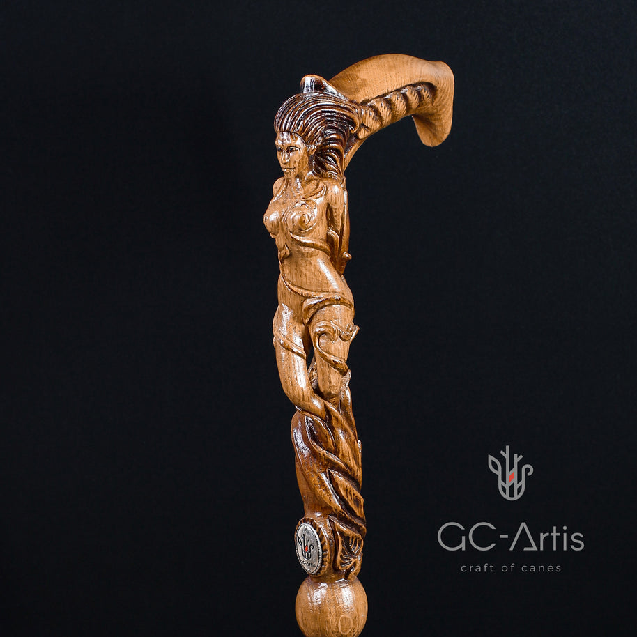 Canne de marche en bois Fée des forêts Femme sexy