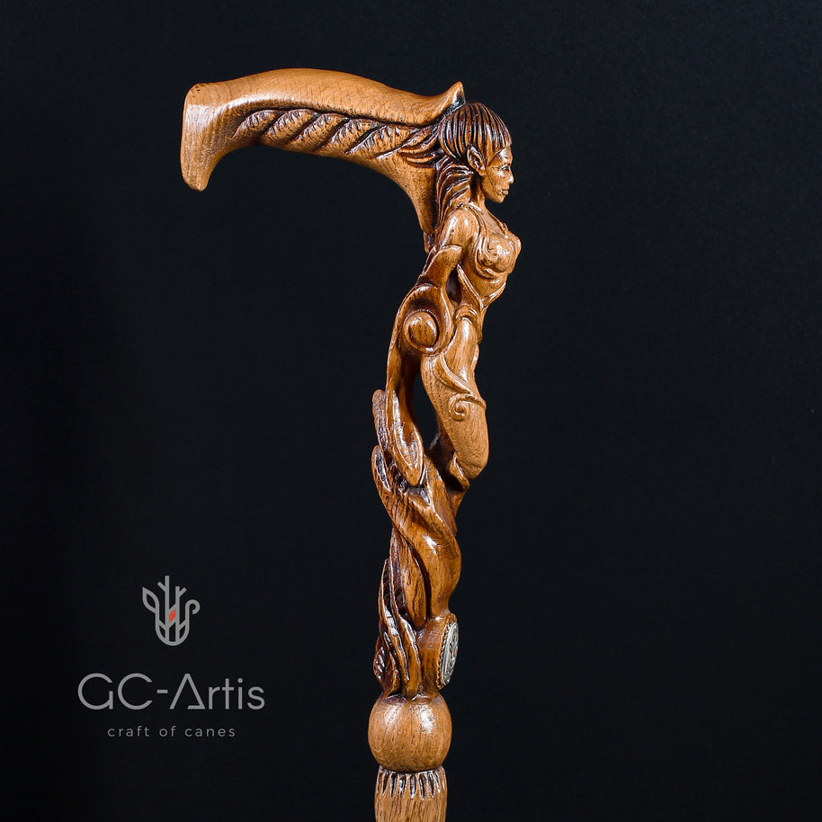 Canne de marche en bois Fée des forêts Femme sexy