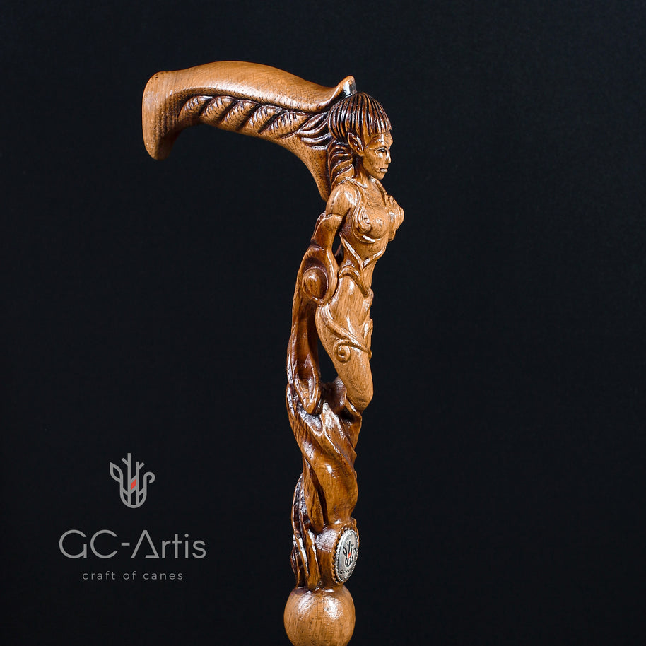 Canne de marche en bois Fée des forêts Femme sexy