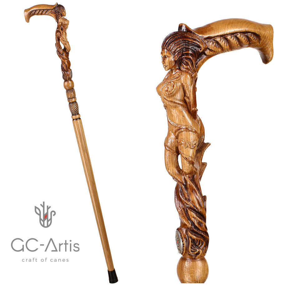 Canne de marche en bois Fée des forêts Femme sexy