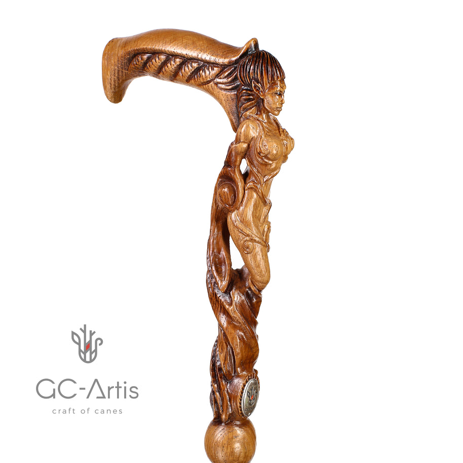 Canne de marche en bois Fée des forêts Femme sexy