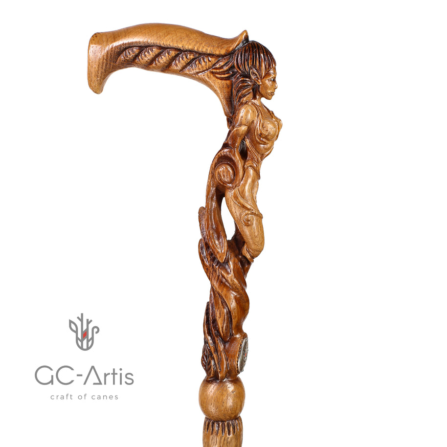 Canne de marche en bois Fée des forêts Femme sexy