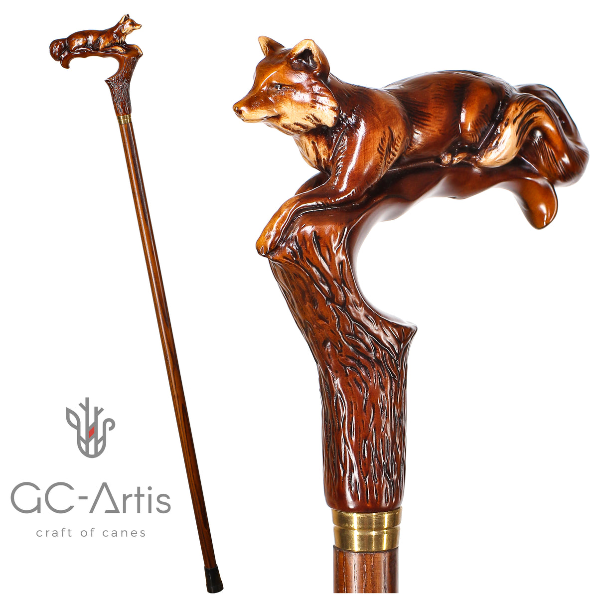 Vintage Luxury Fox Walking Stick 93cm Crossbow Cane For