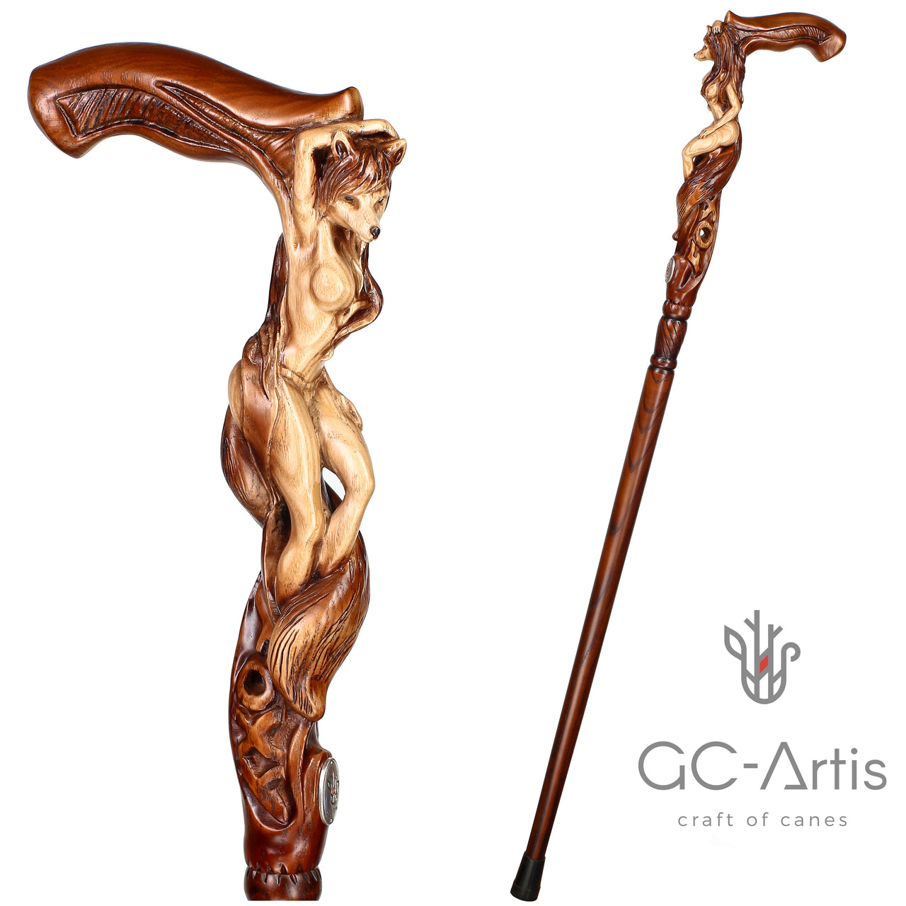 FOXY - Erotic Wooden cane walking stick