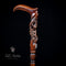 Grape & Vines Richly Engraved Wooden Walking Stick Cane