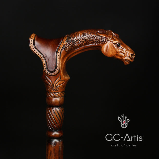 Wooden Cane Walking Stick Horse with Saddle - GC-Artis Walking Sticks Canes