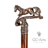 Walking Stick Cane Horse Solid Bronze & wood classic vintage style