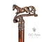 Walking Stick Cane Horse Solid Bronze & wood classic vintage style