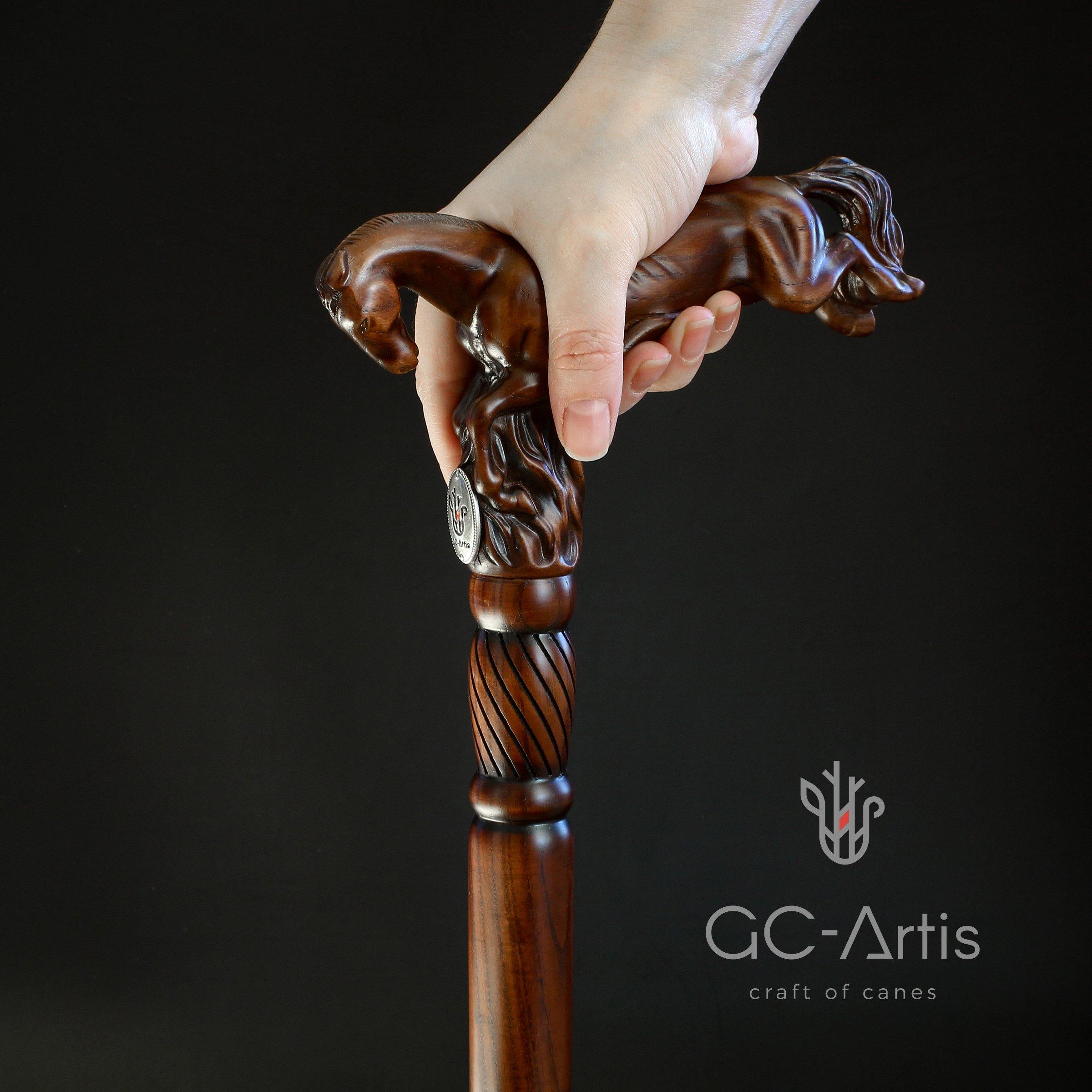 Wooden Cane Walking Stick Horse Springt - GC-Artis Walking Sticks Canes