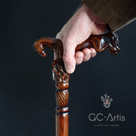Wooden Cane Walking Stick Horse Springt - GC-Artis Walking Sticks Canes
