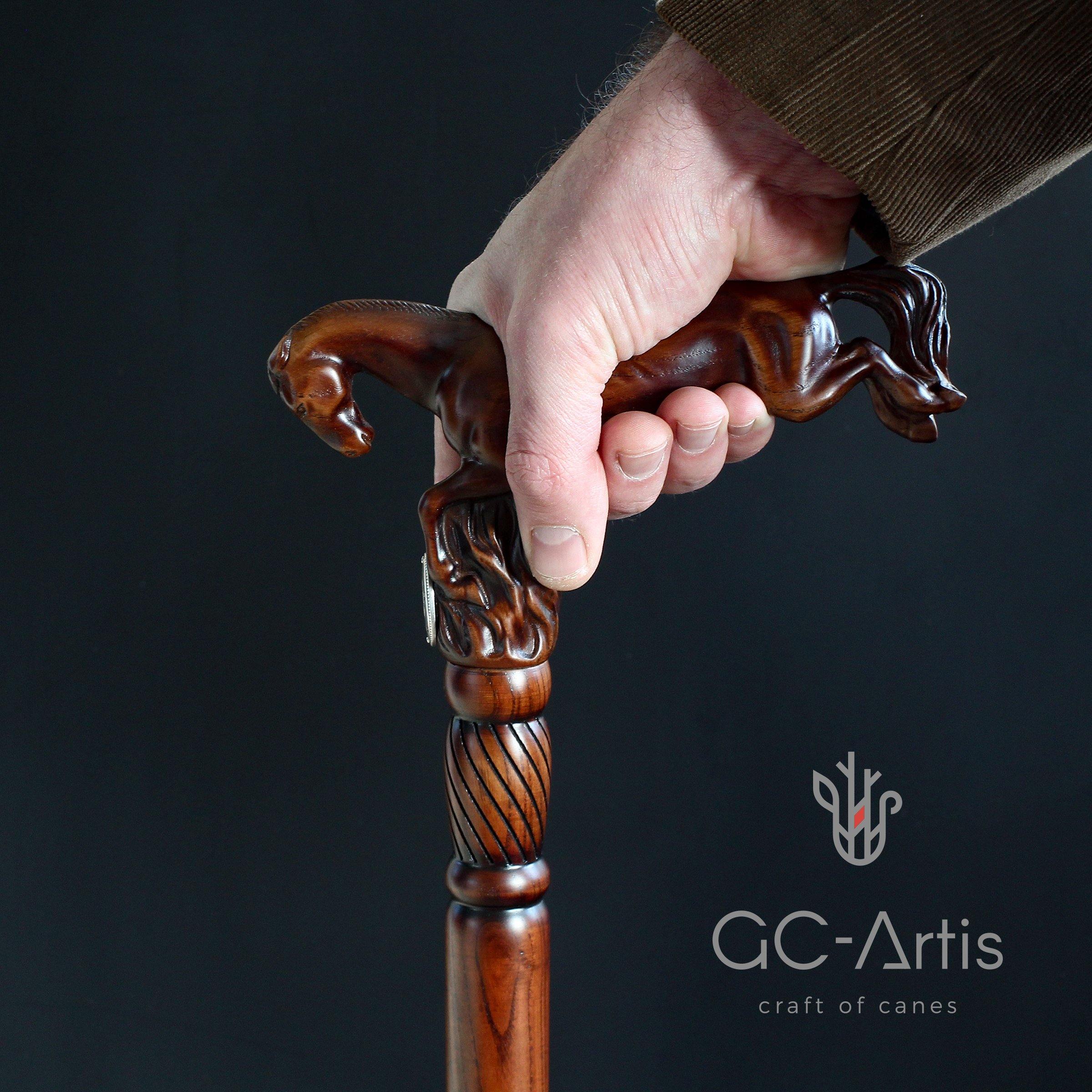 Wooden Cane Walking Stick Horse Springt - GC-Artis Walking Sticks Canes