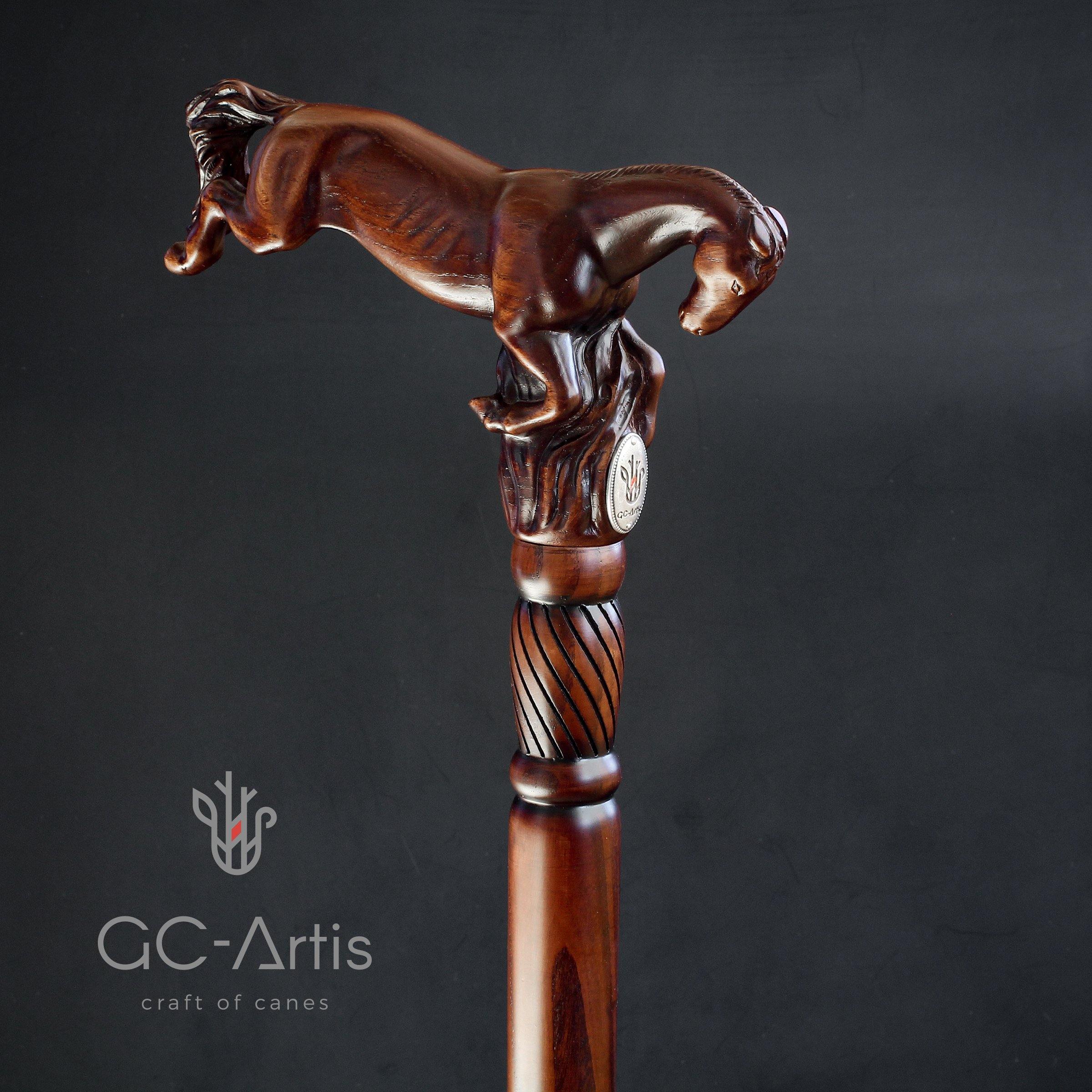 Wooden Cane Walking Stick Horse Springt - GC-Artis Walking Sticks Canes