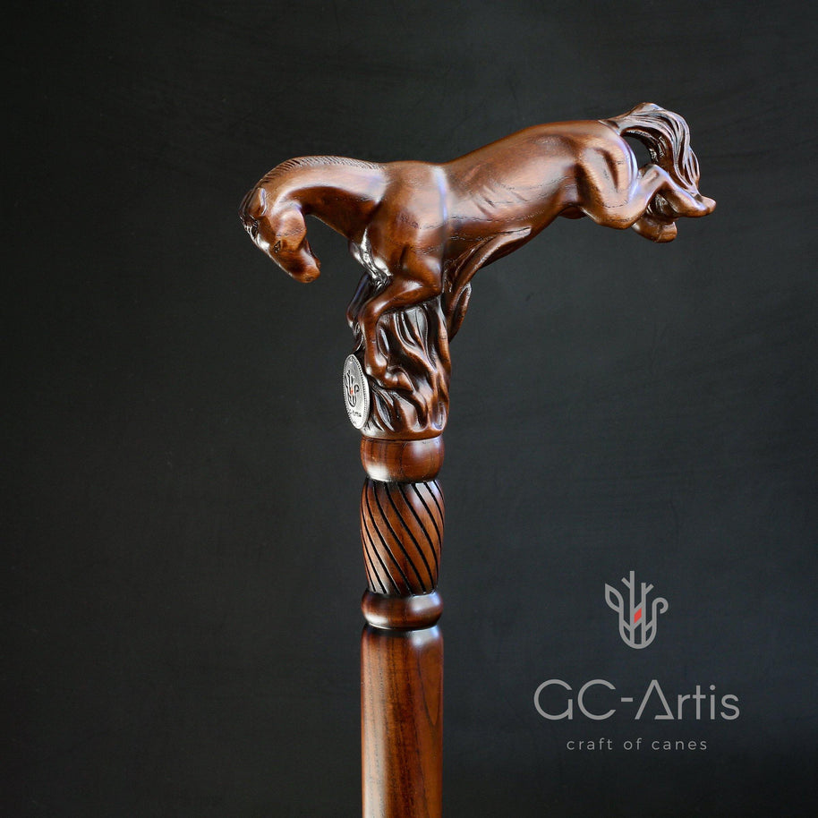 Wooden Cane Walking Stick Horse Springt - GC-Artis Walking Sticks Canes