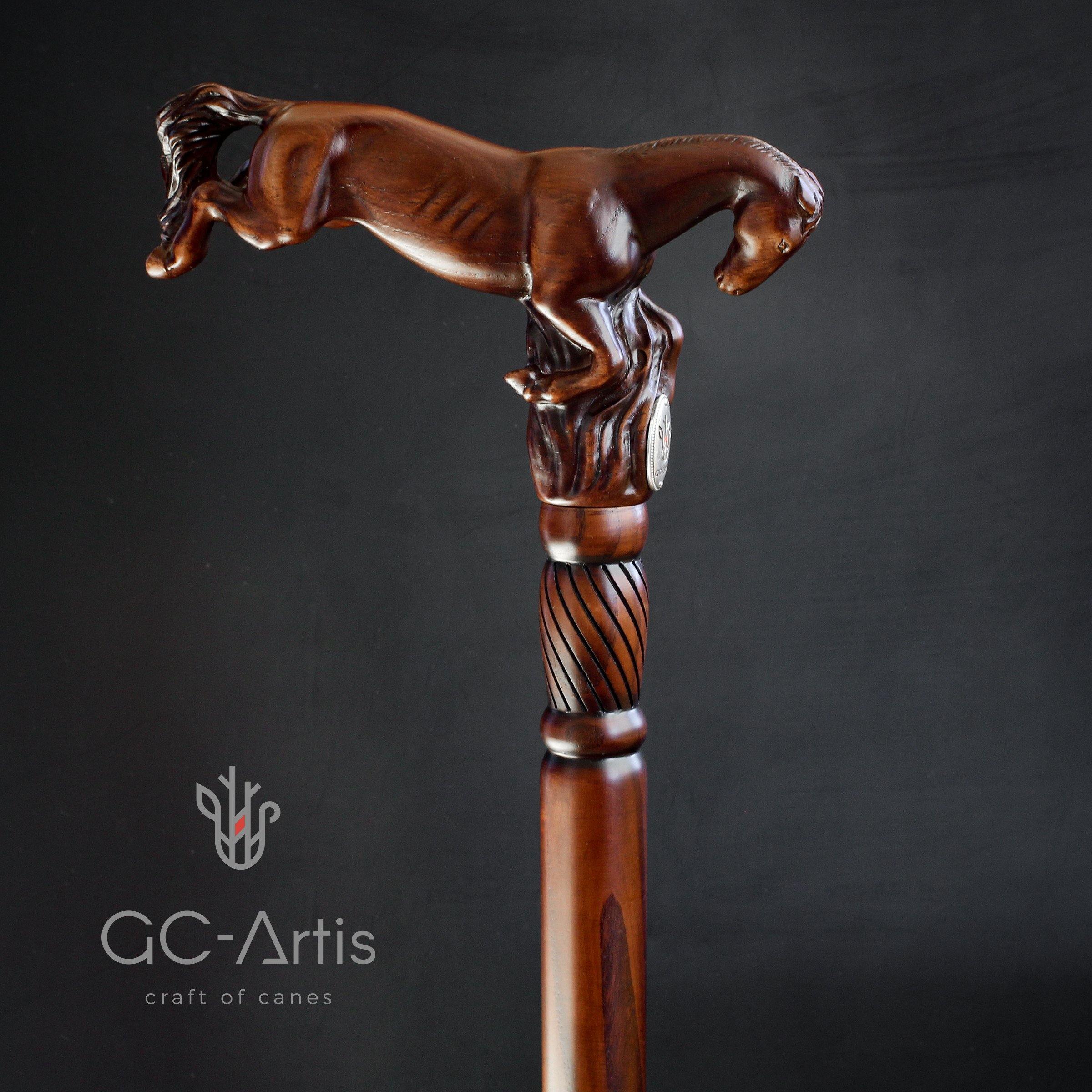Wooden Cane Walking Stick Horse Springt - GC-Artis Walking Sticks Canes