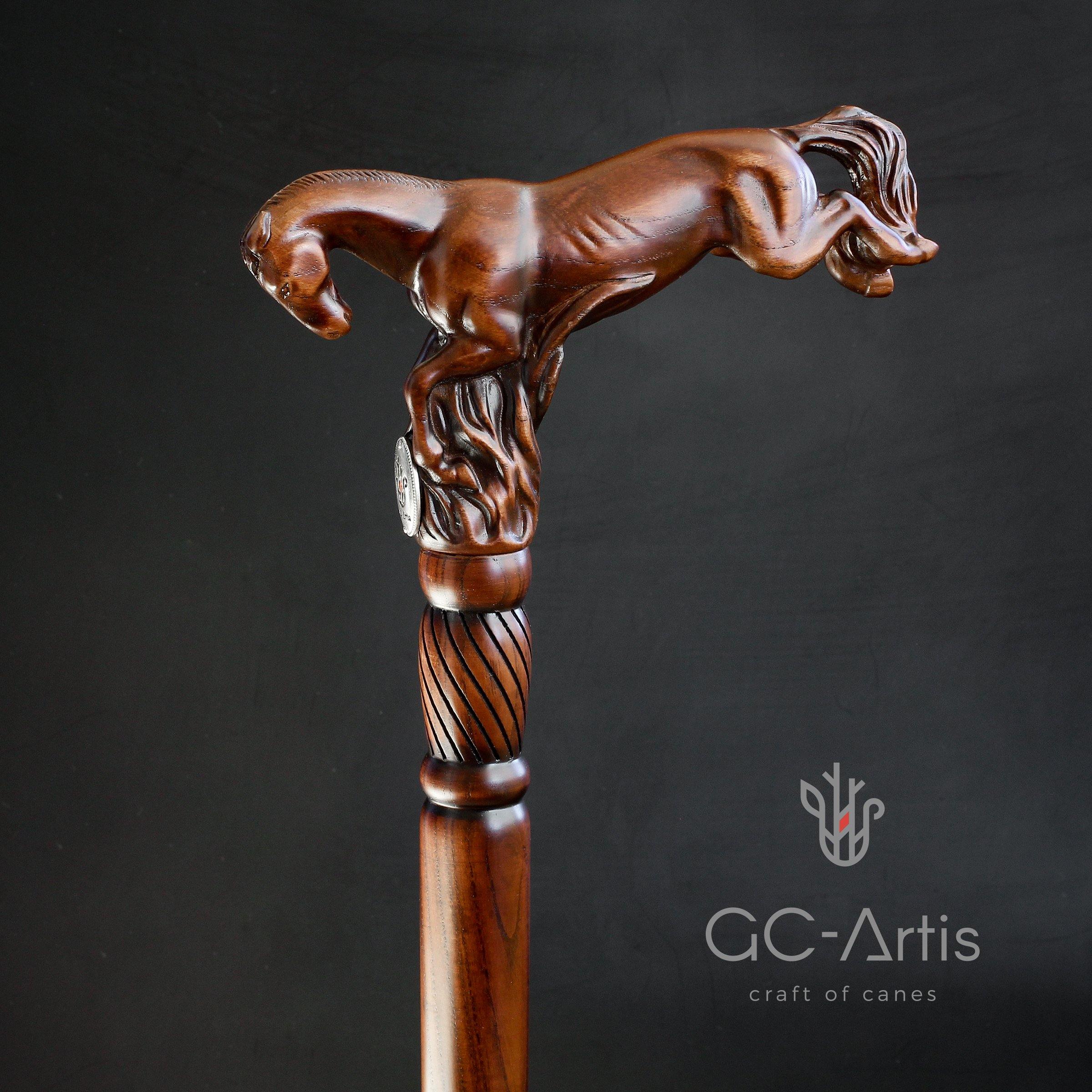 Wooden Cane Walking Stick Horse Springt - GC-Artis Walking Sticks Canes