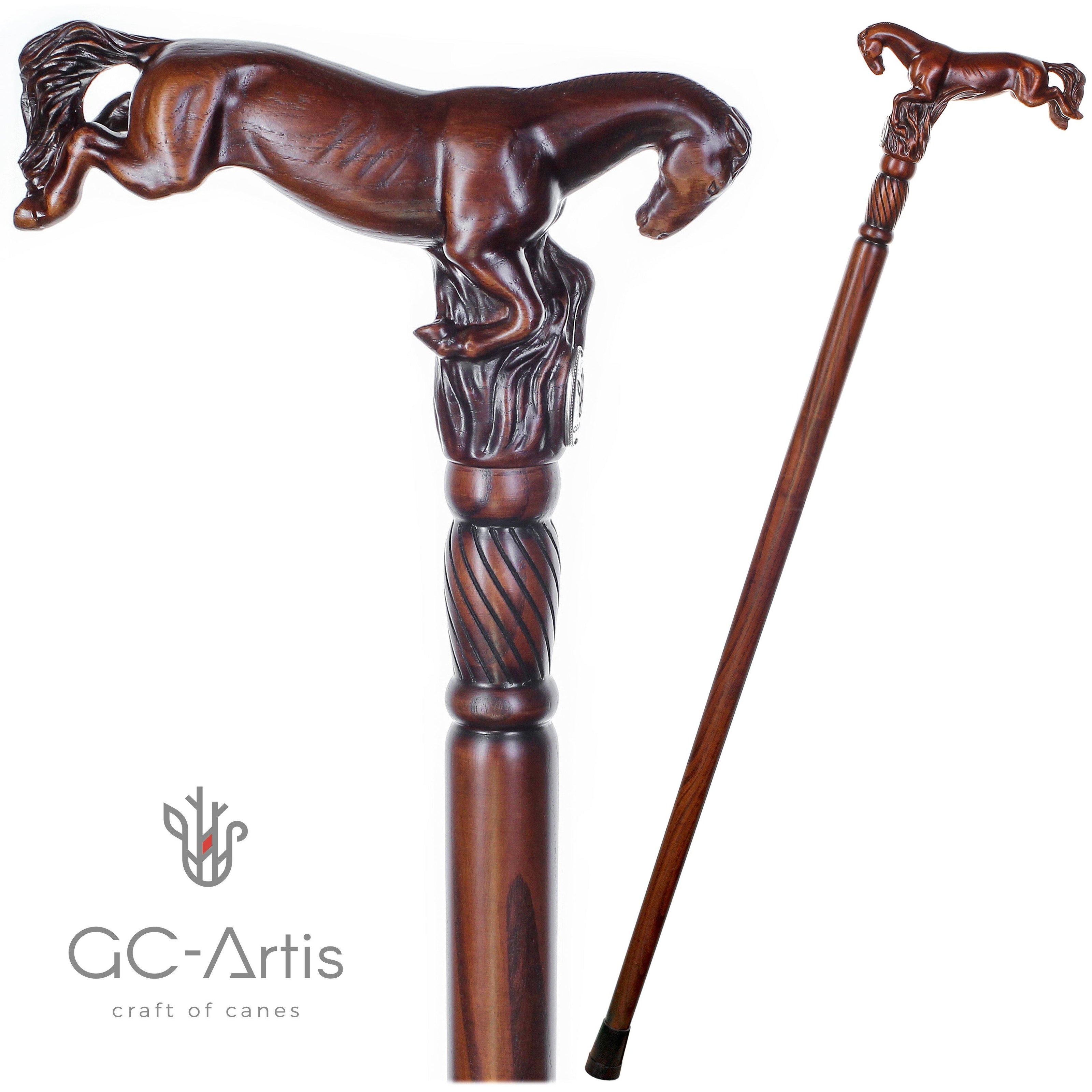 Wooden Cane Walking Stick Horse Springt - GC-Artis Walking Sticks Canes