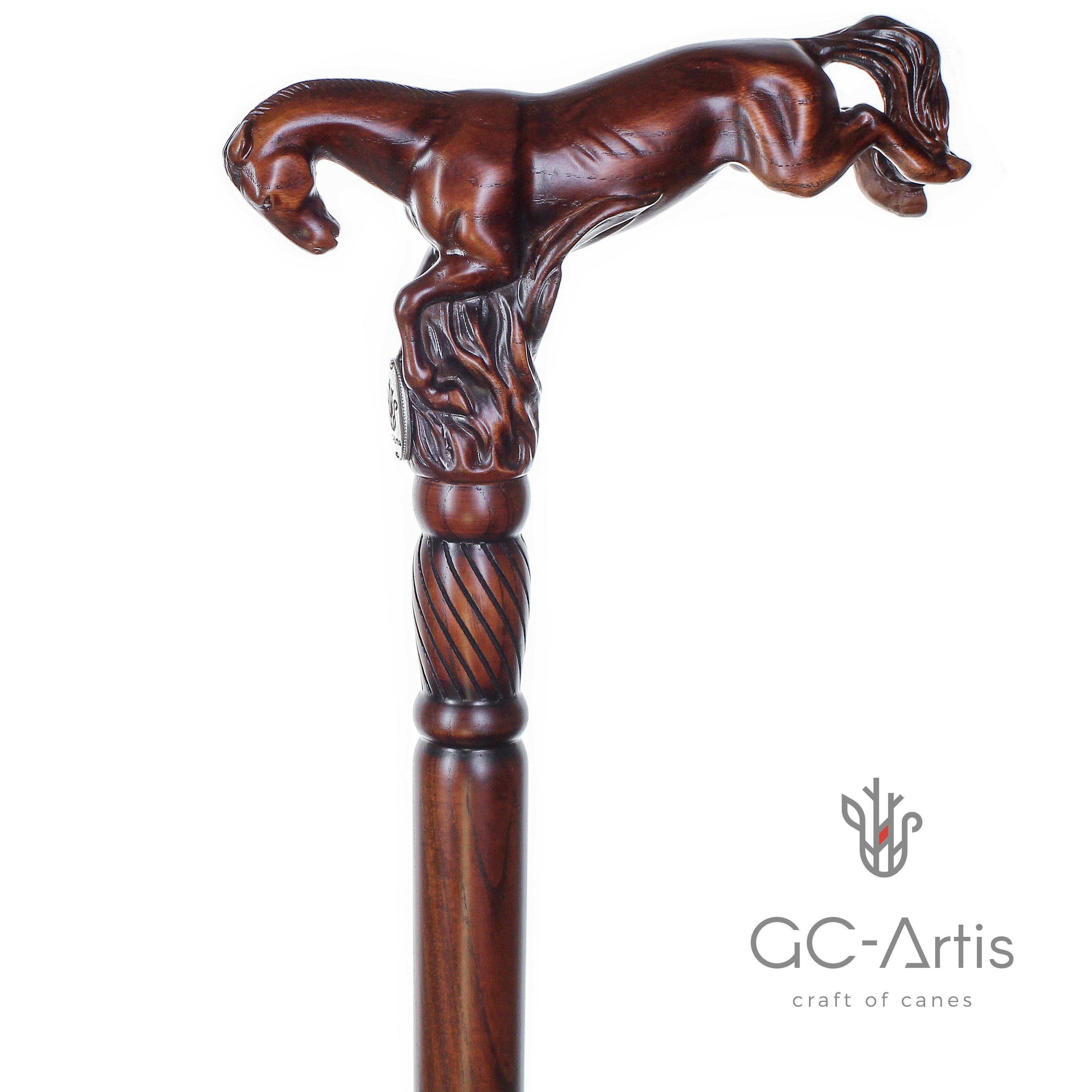 Wooden Cane Walking Stick Horse Springt - GC-Artis Walking Sticks Canes
