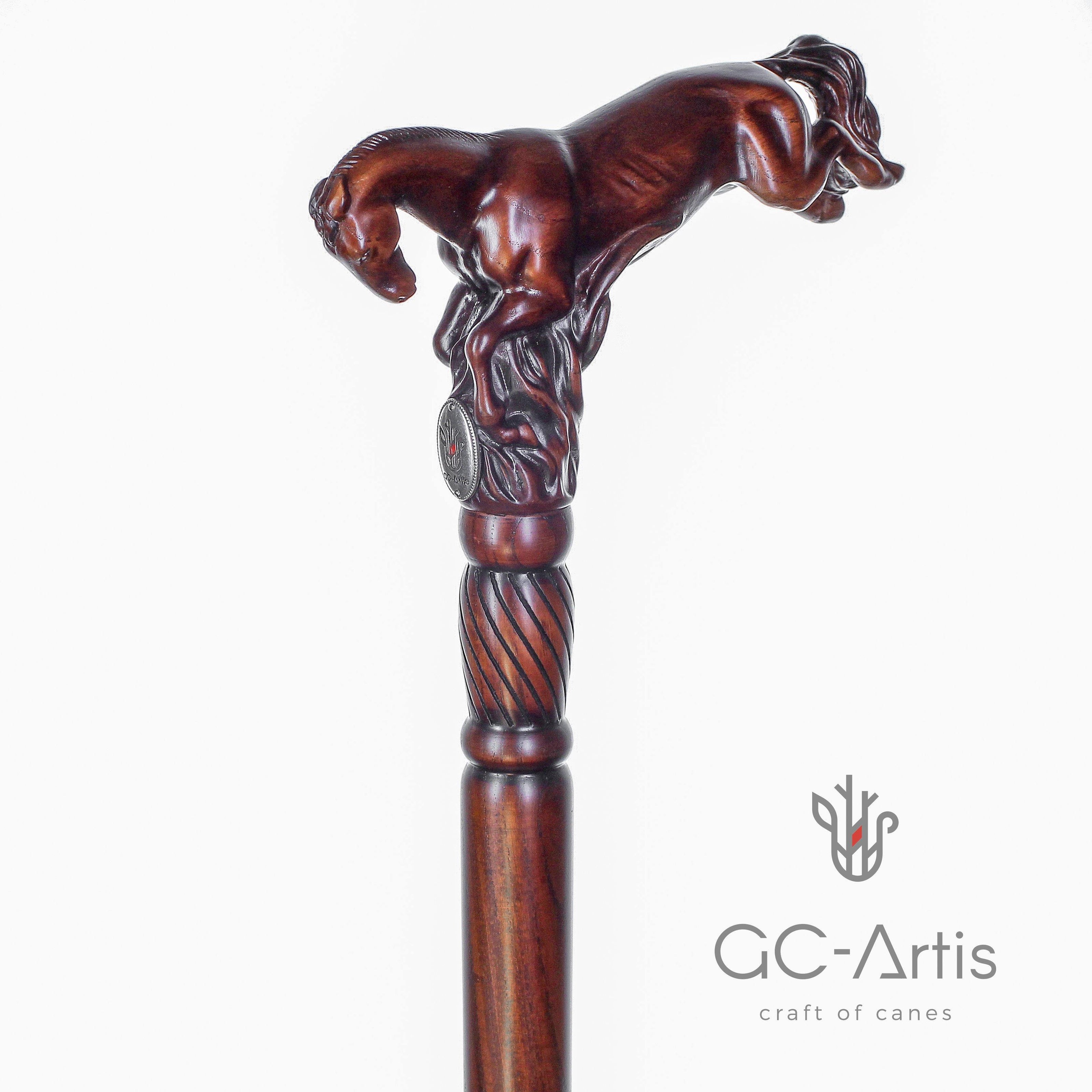 Wooden Cane Walking Stick Horse Springt - GC-Artis Walking Sticks Canes