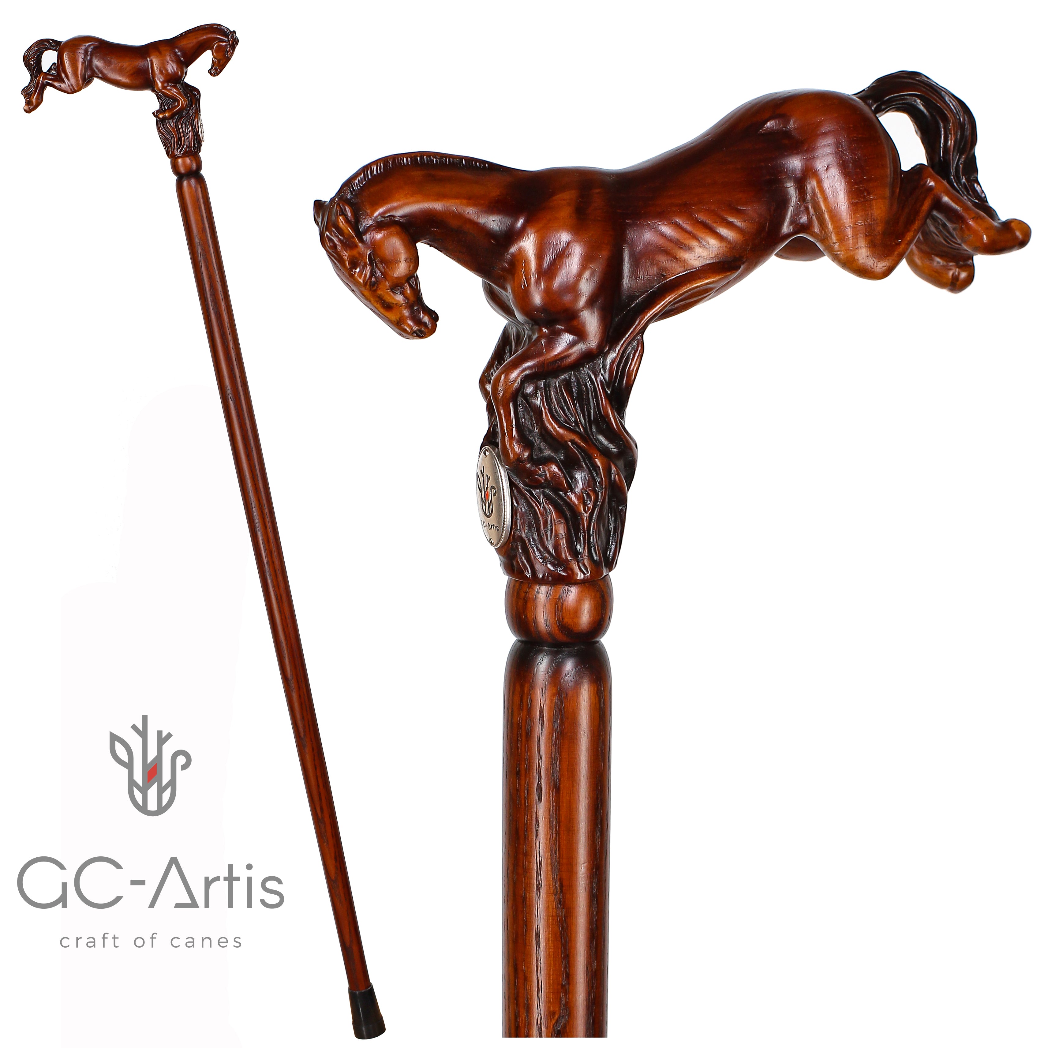 Wooden Cane Walking Stick Horse Springt - GC-Artis Walking Sticks Canes