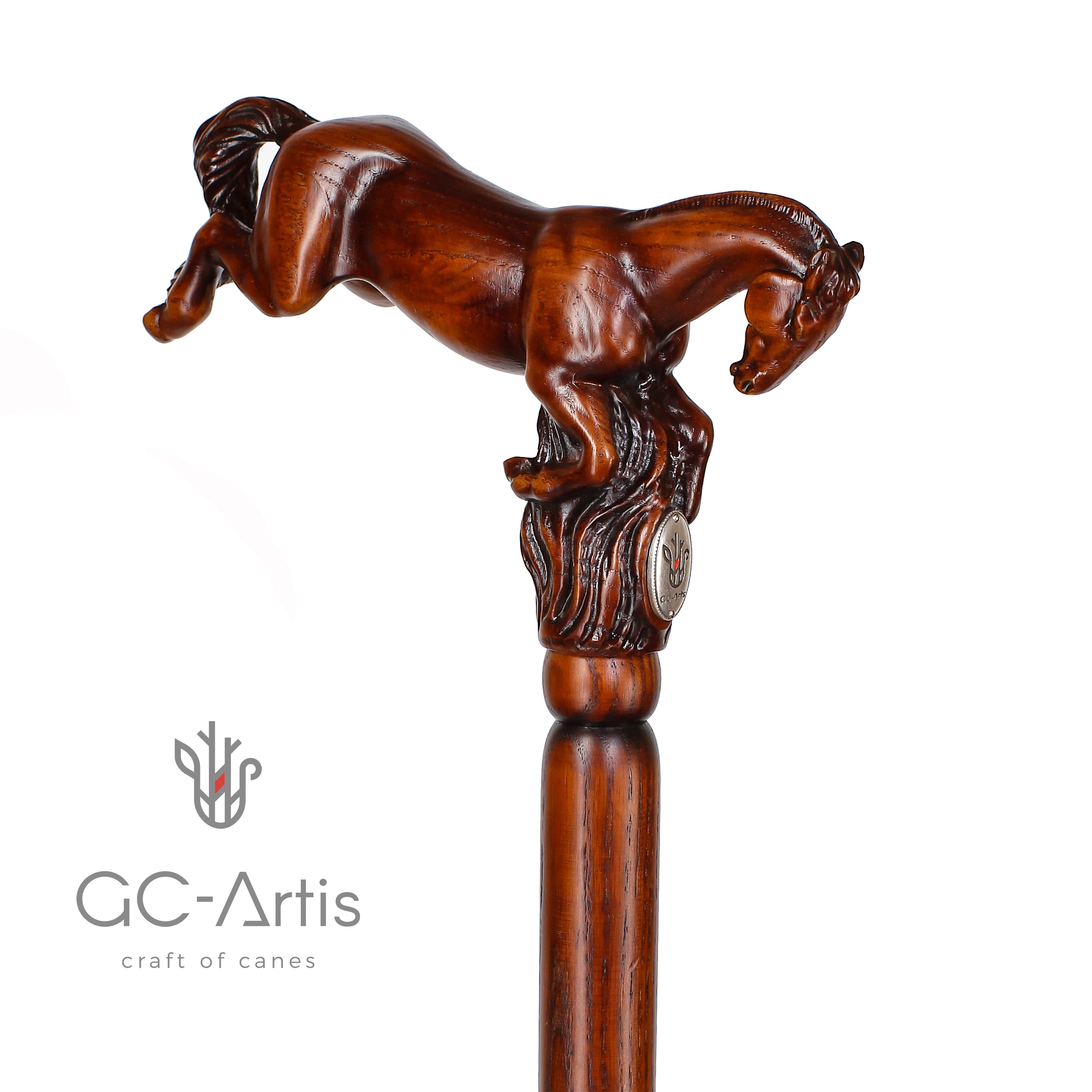 Wooden Cane Walking Stick Horse Springt - GC-Artis Walking Sticks Canes